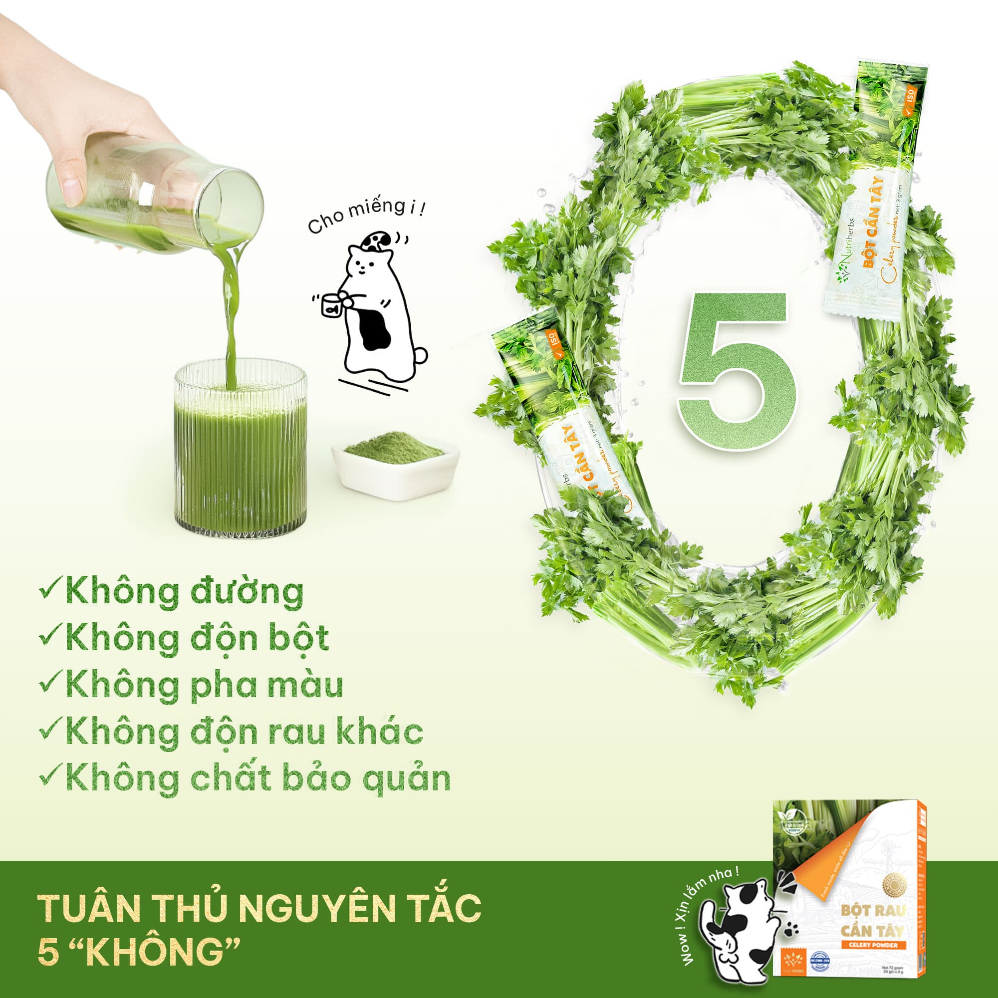 [ Combo 2 Giá Hời ] Bột Cần Tây Nguyên Chất Nutri HERBS Không Đường - Hộp 24 Gói x 3 Gram
