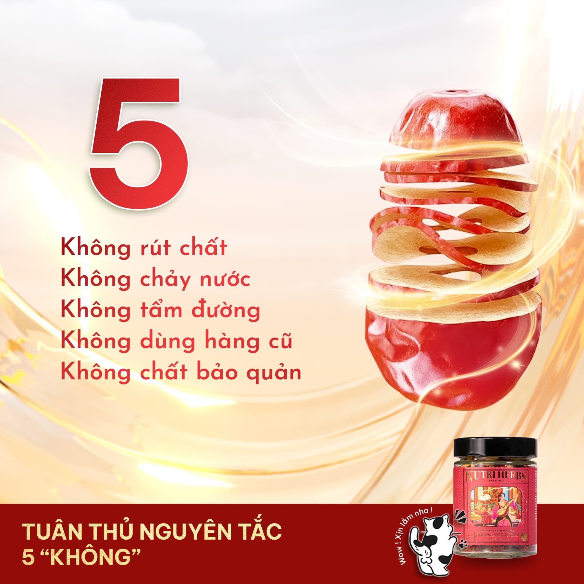 Táo Đỏ Tân Cương Sấy Khô Nutri Herbs – Loại Thượng Hạng, Lát Đều Đẹp Sang Trọng Làm Quà Tặng Lọ 70g