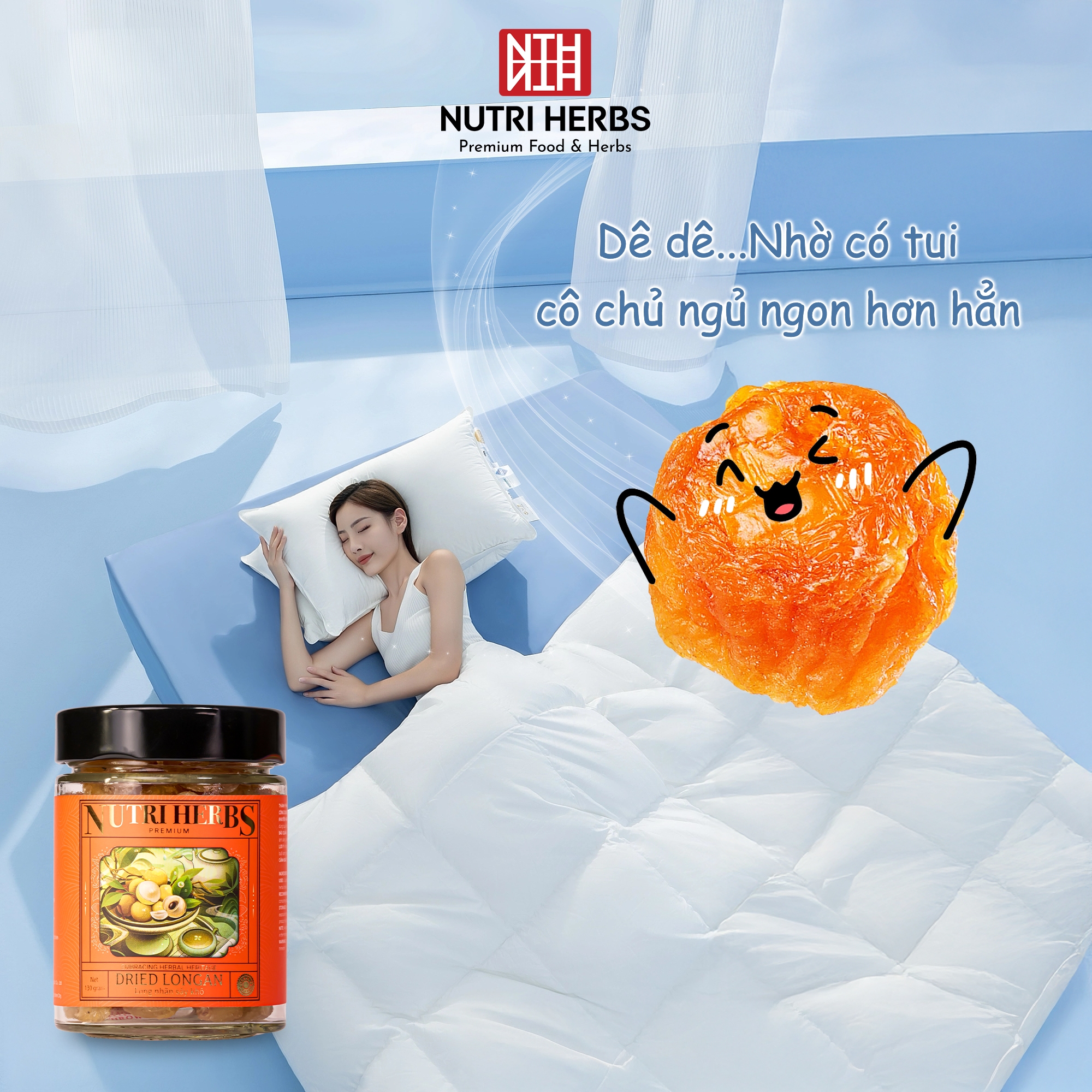 Long Nhãn Hưng Yên Sấy Khô Nutri Herbs – Loại Thượng Hạng, Vàng Đẹp Sang Trọng Làm Quà Tặng Lọ 130g