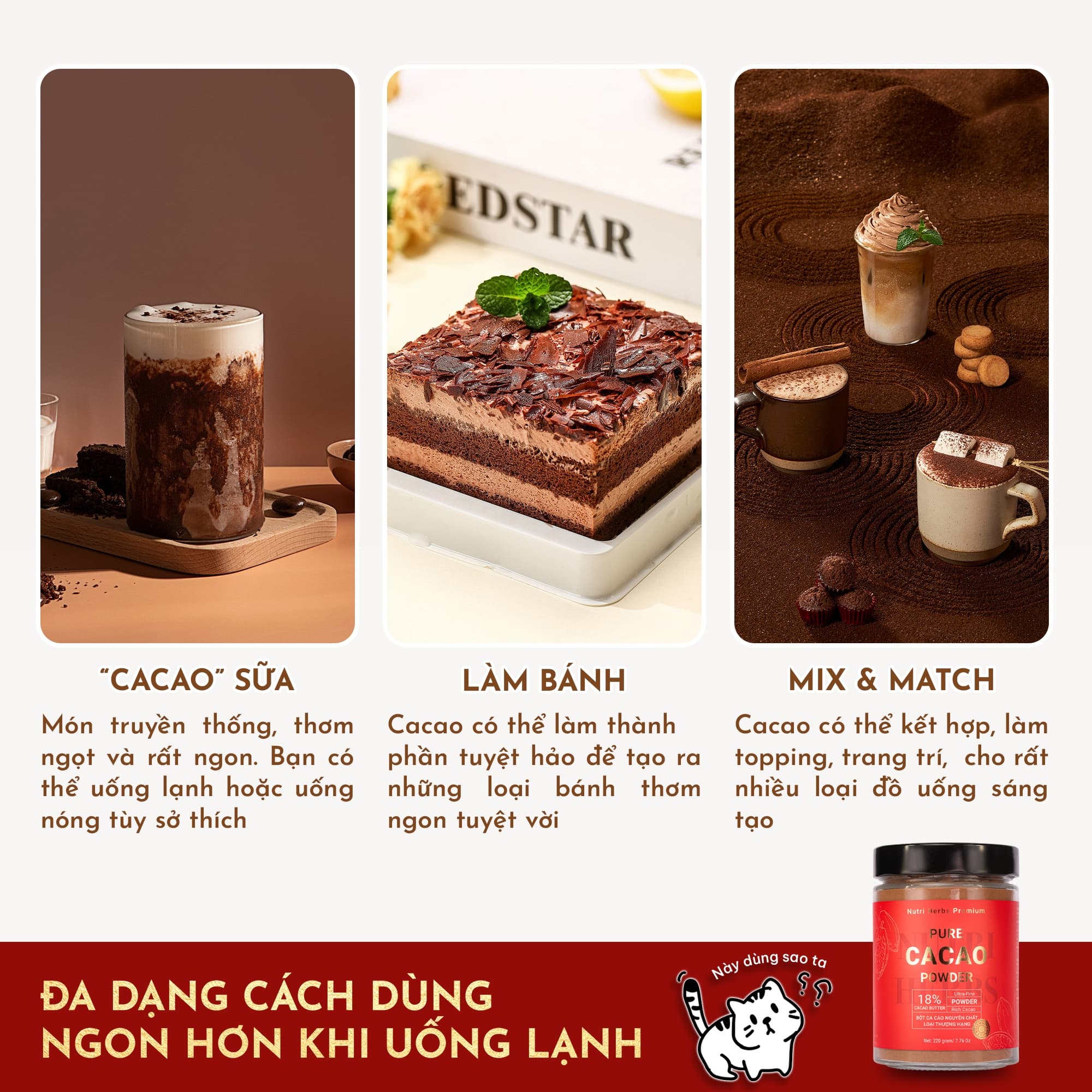 Hướng Dẫn Sử Dụng Bột Cacao Nguyên Chất Nutri Herbs