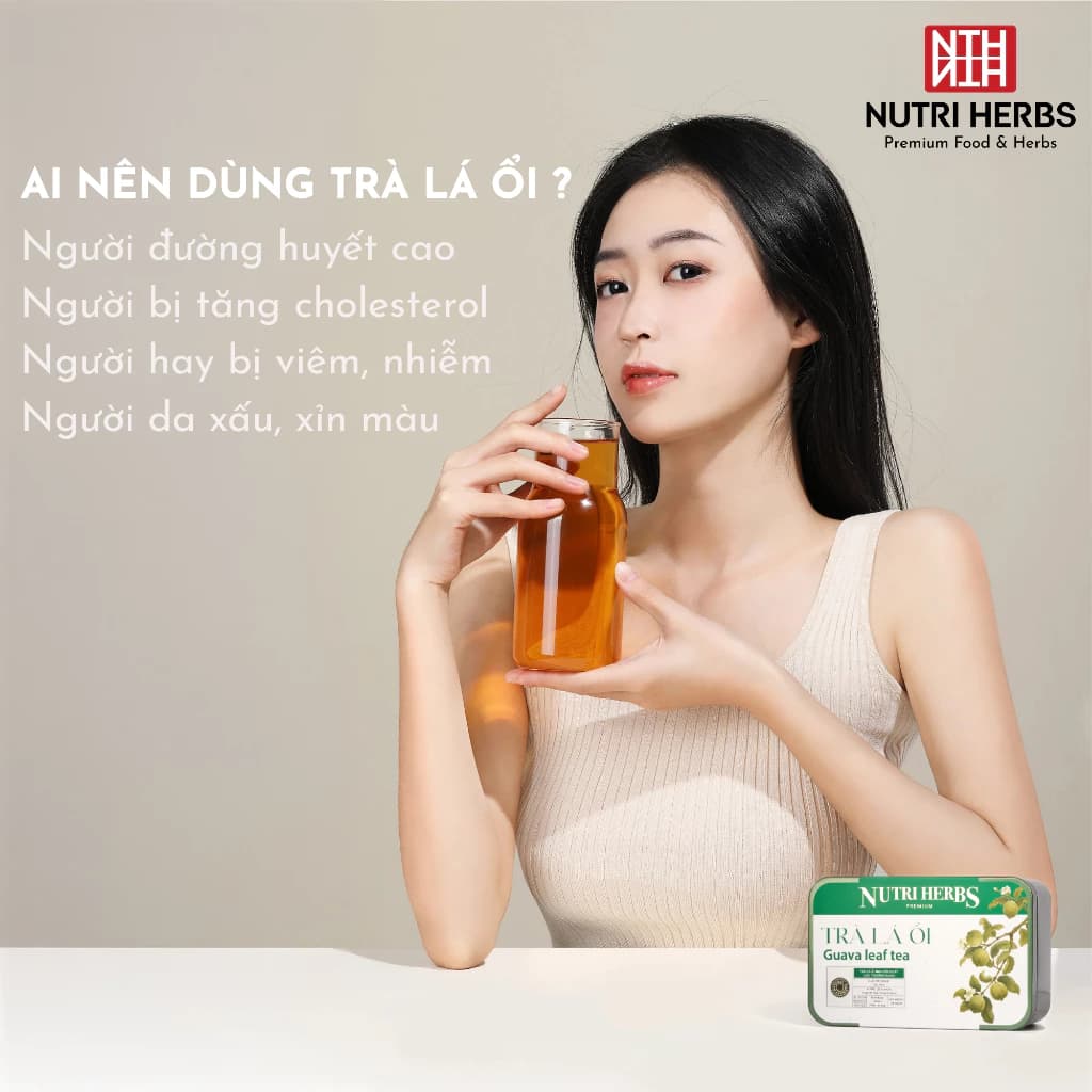 Trà Lá Ổi Non Nguyên Chất Nutri Herb Giảm Cân, Hỗ Trợ Ổn Định Đường Huyết